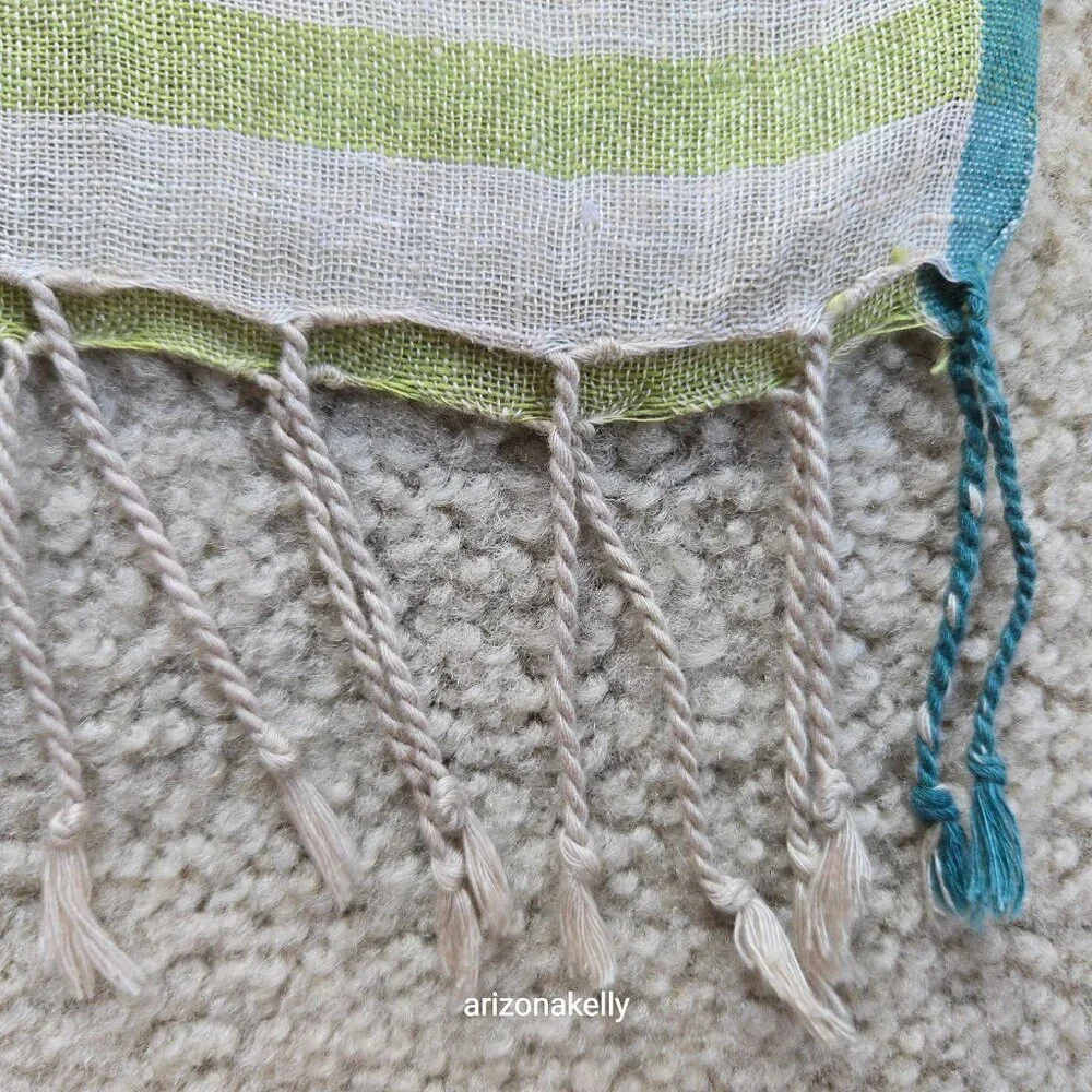 NWOT Linen Gudrun Sjödén Scarf Green Grey Sweden Scandinavian